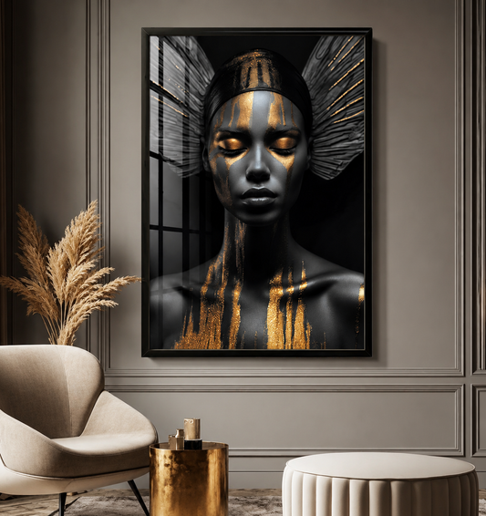 Golden Face Art Abstract Portrait