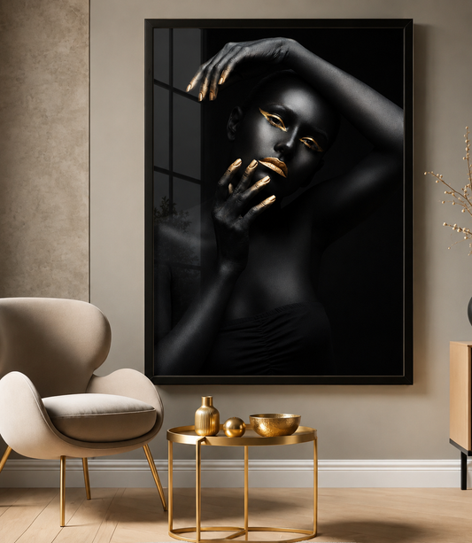 Woman With Golden Eyeliner & Hands