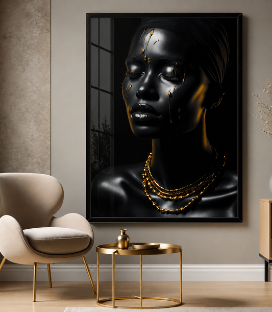 Golden Tears Black & Gold Emotional Portrait