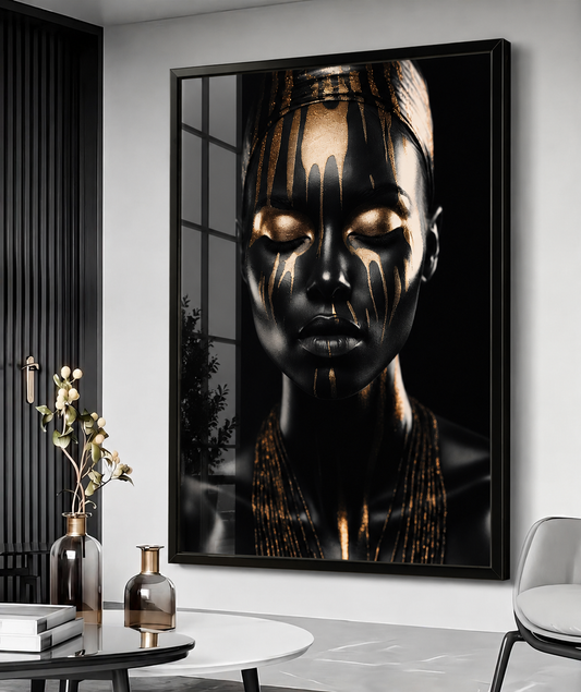 Golden Drift Abstract Face Art