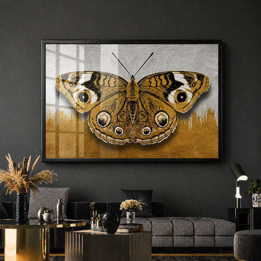 Golden Butterfly on White & Gold