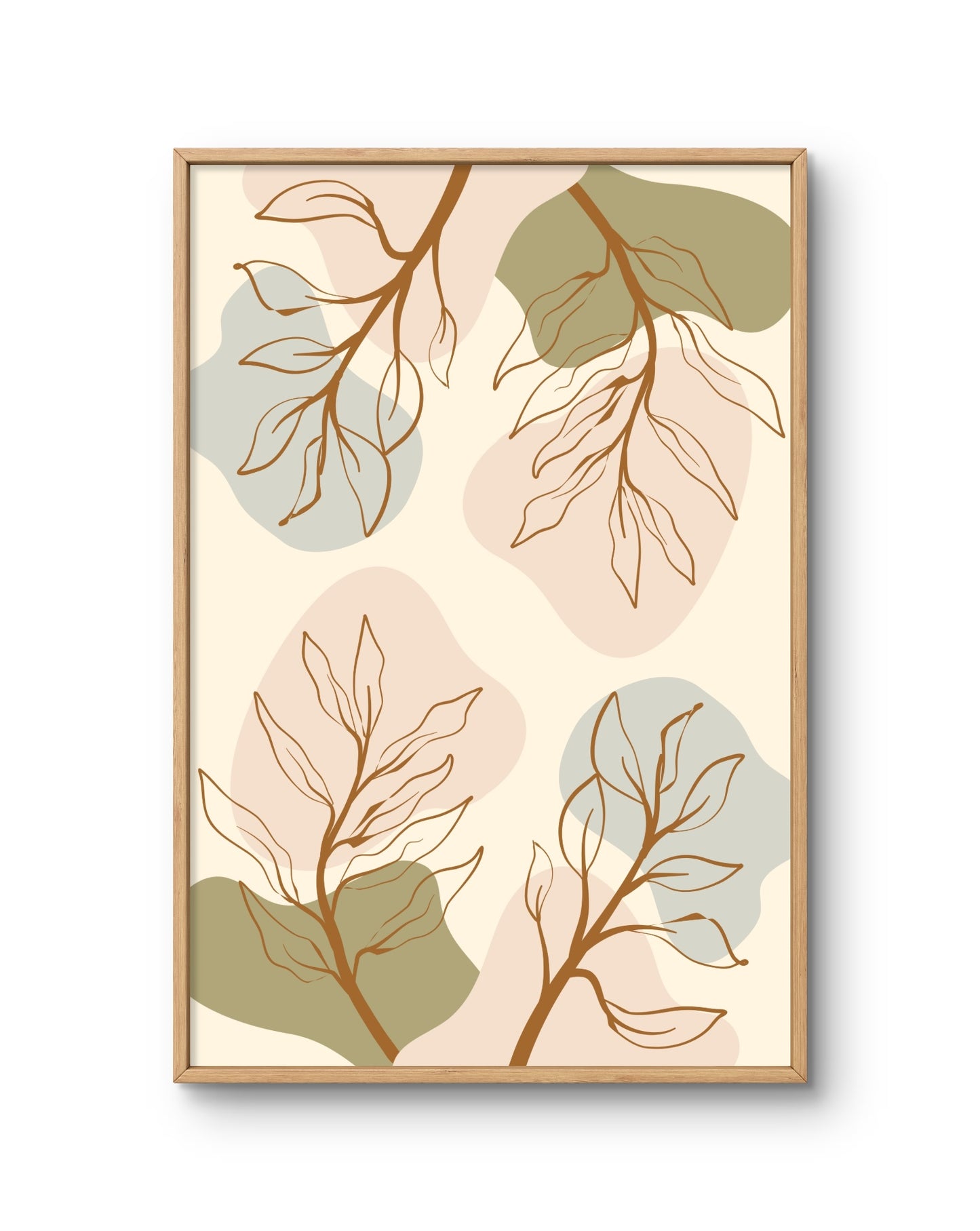 Botanical Branch Line Art with Soft Abstract Shapes
