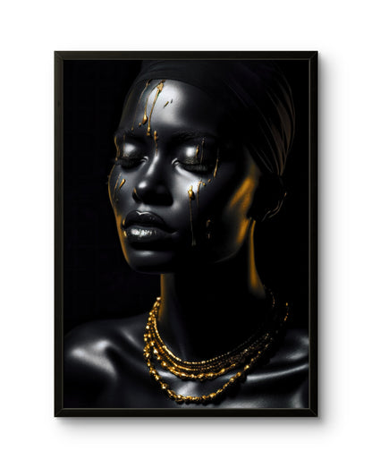 Golden Tears Black & Gold Emotional Portrait