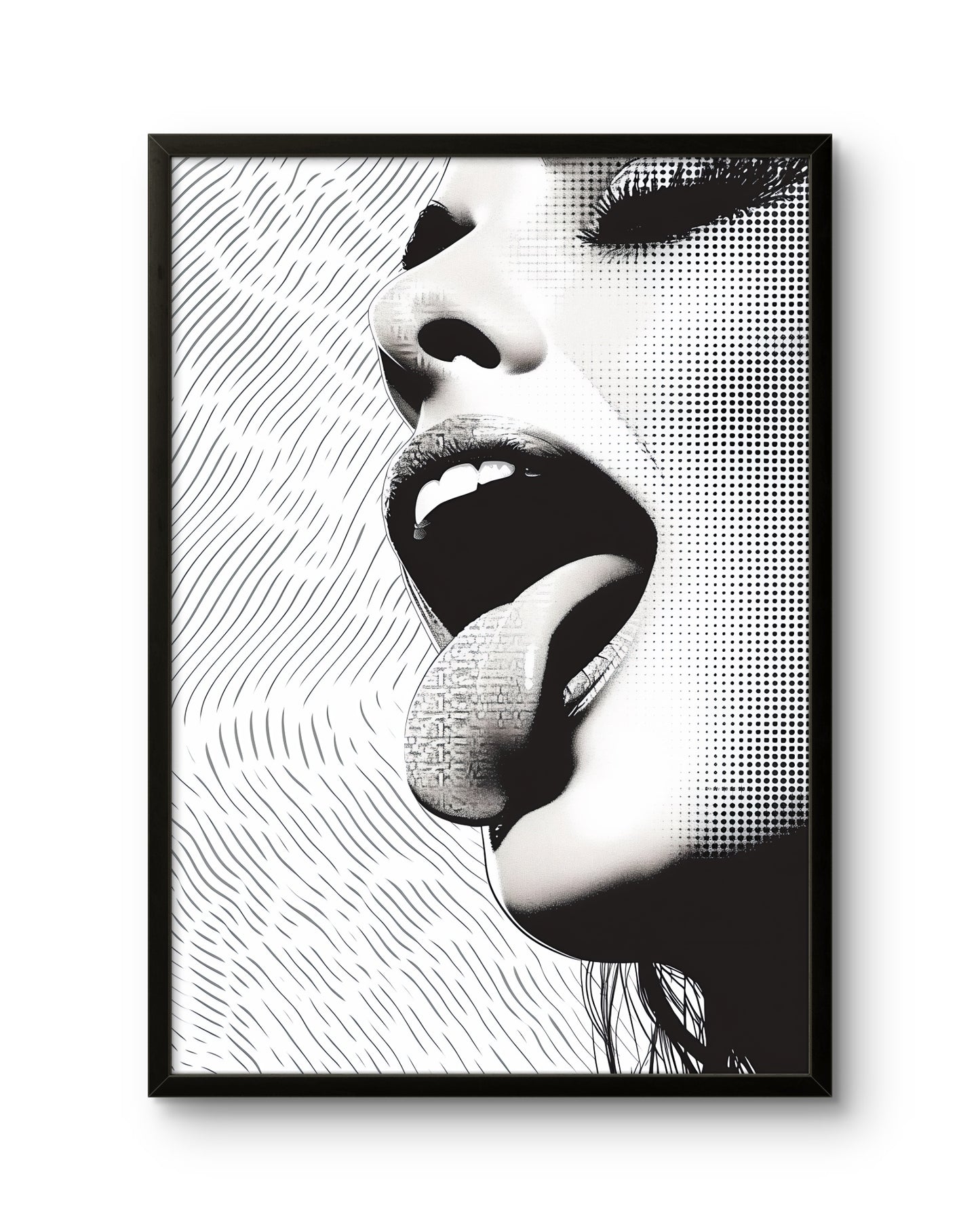 Black & White Woman Tongue Art