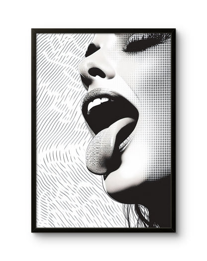 Black & White Woman Tongue Art