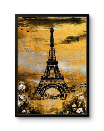 Golden Paris Glow Eiffel Tower Art