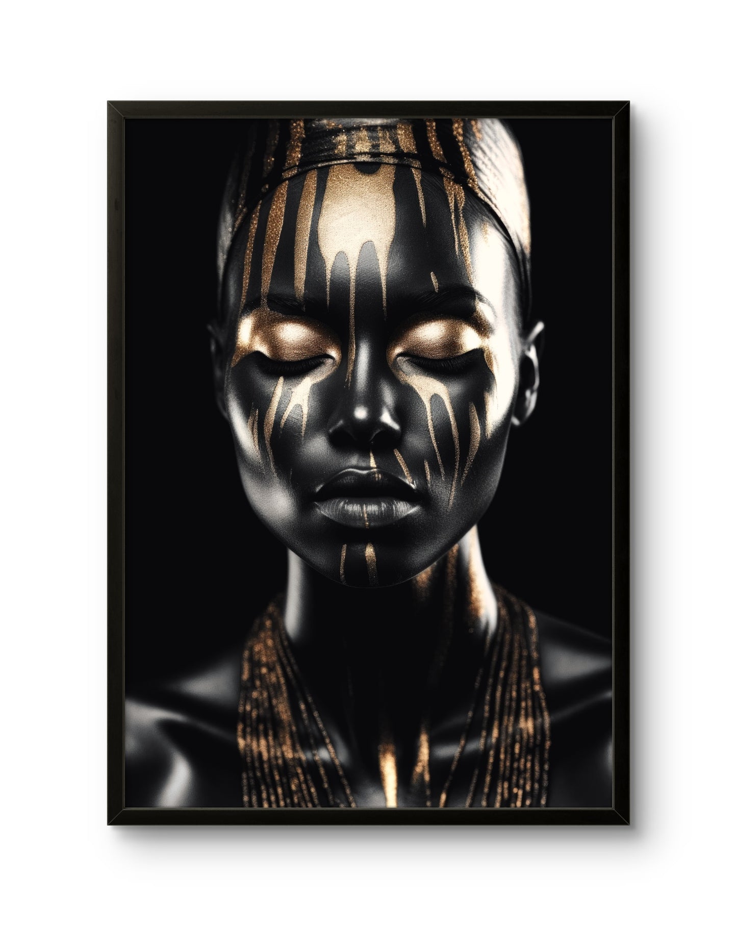 Golden Drift Abstract Face Art