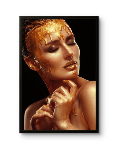 Gold Face Art Golden Woman Portrait
