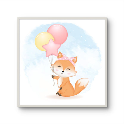 Little Fox with Star Balloon