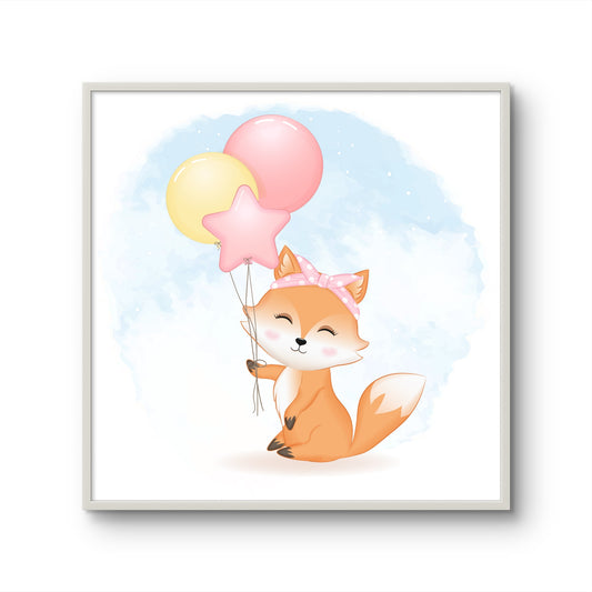 Little Fox with Star Balloon