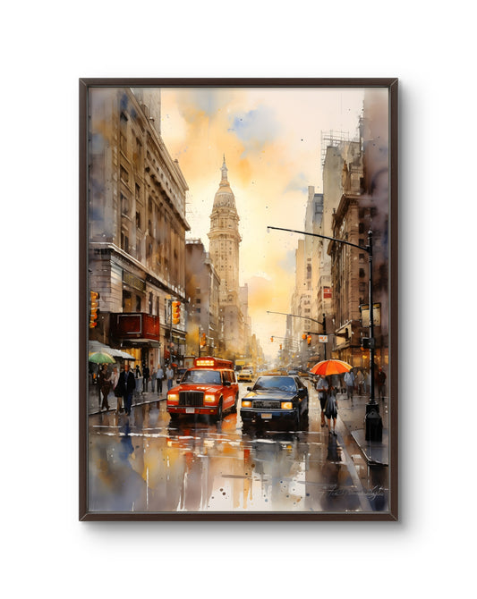 Rainy City Taxi Street