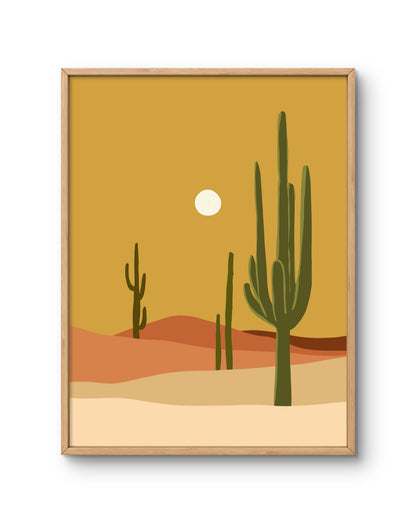 Cactus Landscape in Mustard Sky