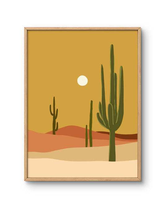Cactus Landscape in Mustard Sky