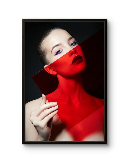 Red Filter Art Modern Abstract Woman Portrait