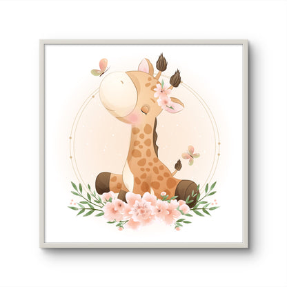 Sweet Giraffe with Floral Crown
