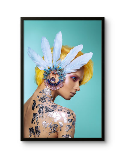 Feather Fantasy Woman Colorful Artistic Portrait