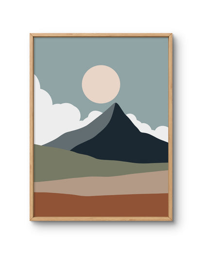 Minimal Mountain Landscape with Moon