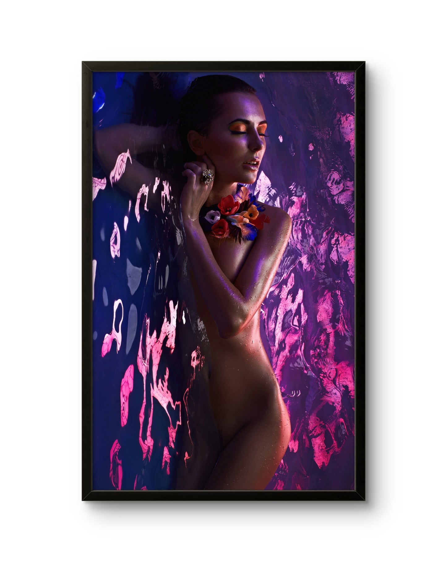Woman in Water Artistic Neon Bath Portrait