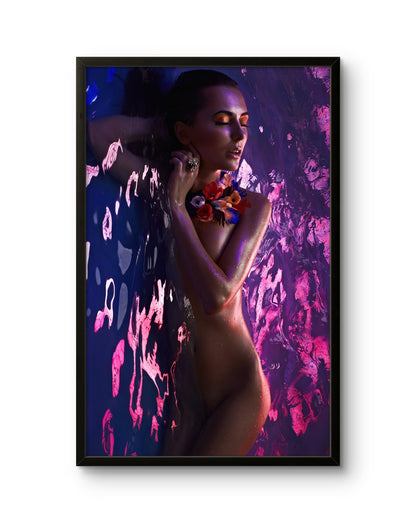 Woman in Water Artistic Neon Bath Portrait