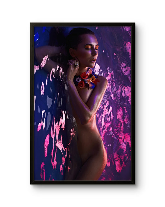 Woman in Water Artistic Neon Bath Portrait