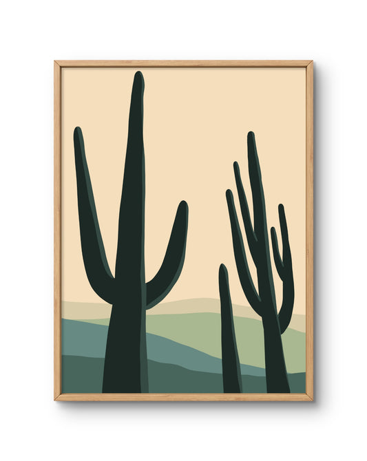 Minimal Cactus Silhouette Landscape