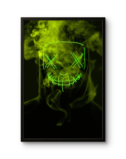 Green Mask Smoke Anonymous Neon Portrait
