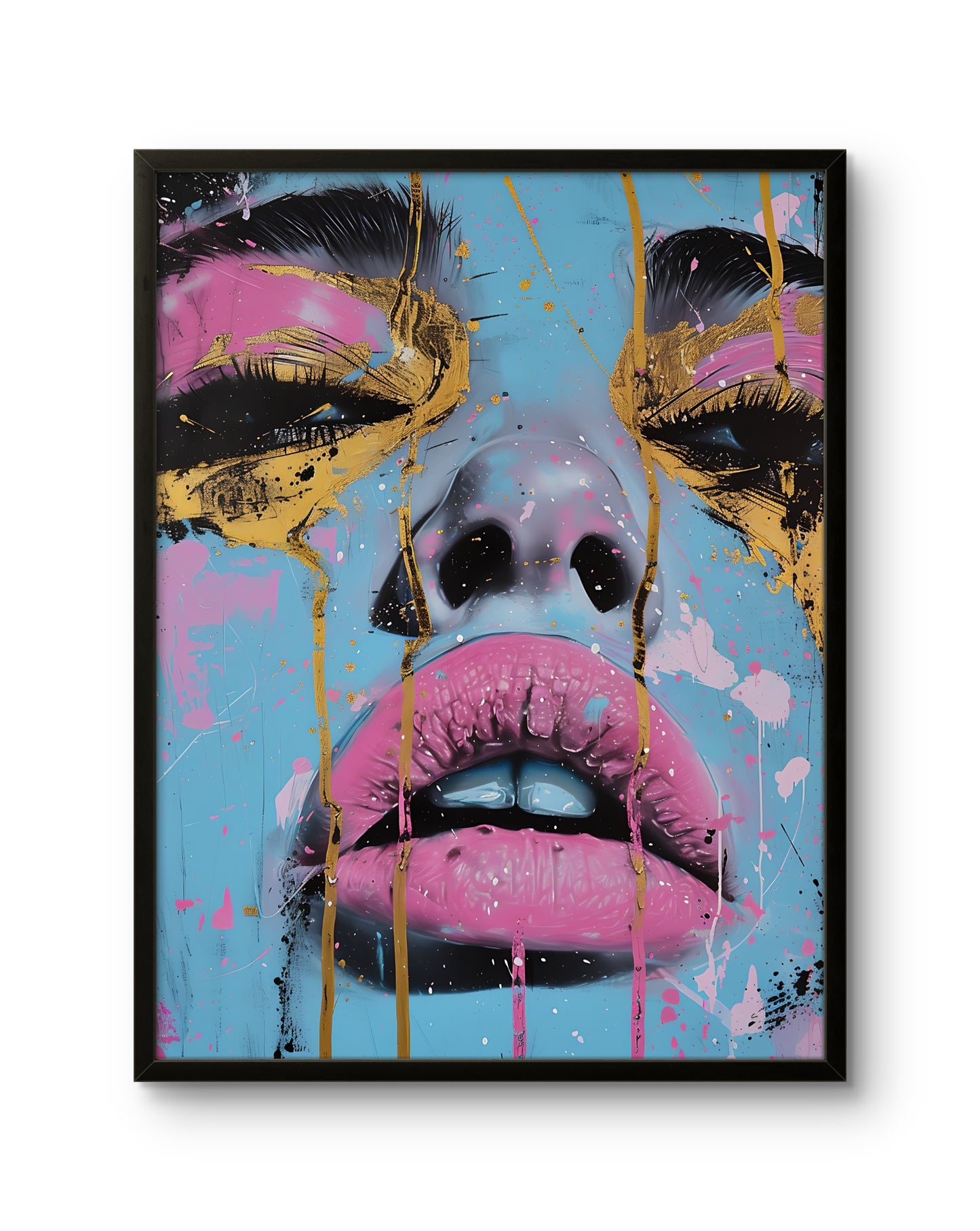 Blue & Gold Kiss Modern Pop Expression