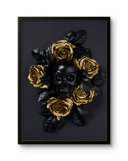Black & Gold Skull Roses