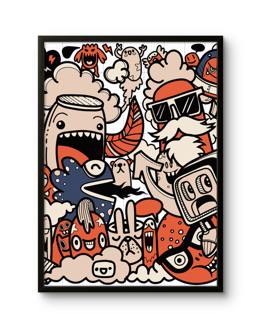 Playful Doodle Crowd ���' Cloudy Characters