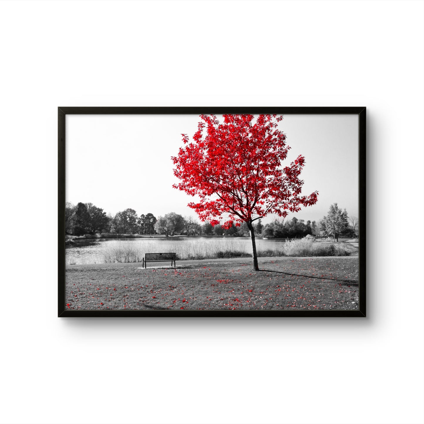 Crimson Tree by the Lake