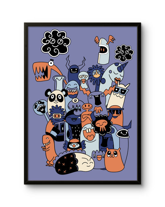 Playful Doodle Crowd ���' Midnight Mischief