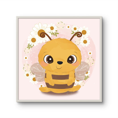 Smiling Baby Bee with Flowers