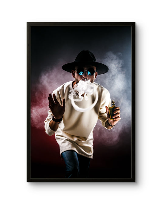 Vape Ring Artist Neon Smoke Portrait