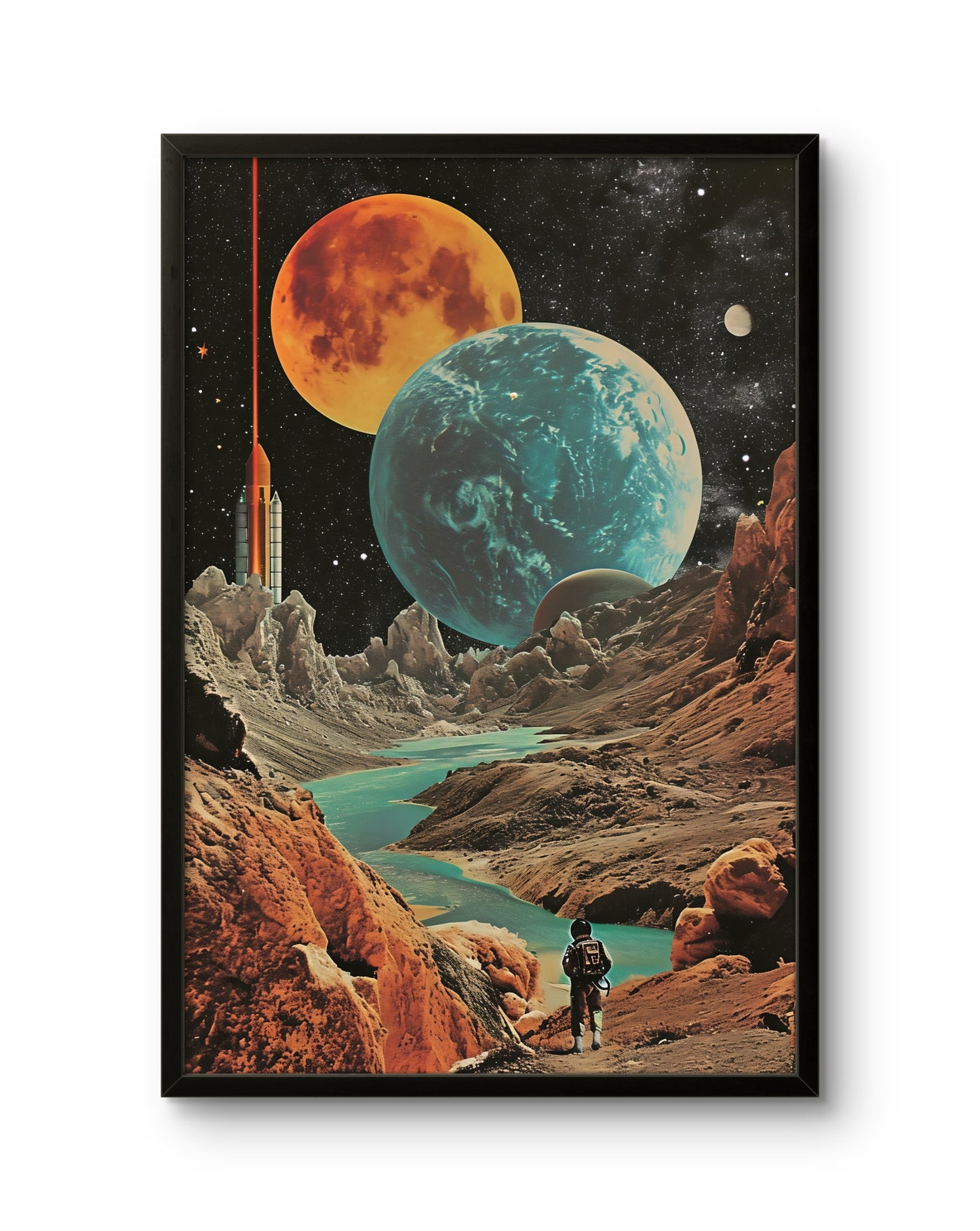 Astronaut Planet Landscape Poster