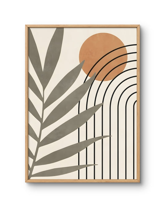 Sun Arc Leaves Minimal Botanical Art