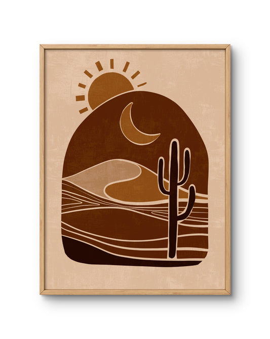 Abstract Desert Day and Night Landscape
