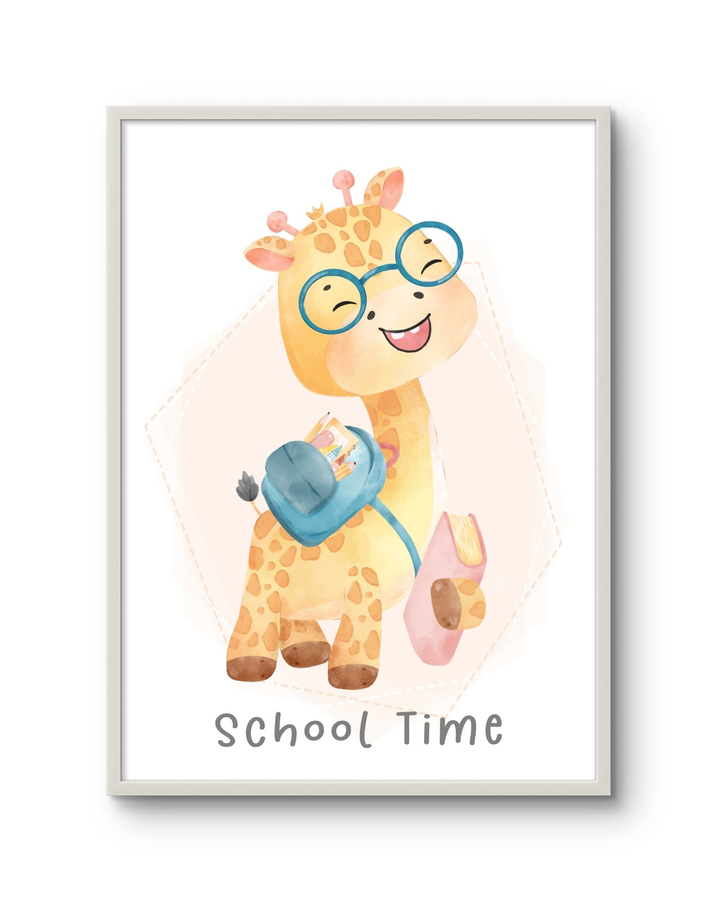 Giraffe with Backpack & Book