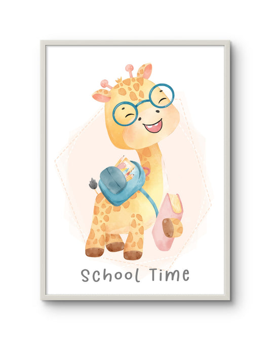 Giraffe with Backpack & Book