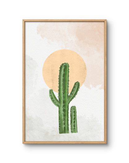 Watercolor Cactus with Sun