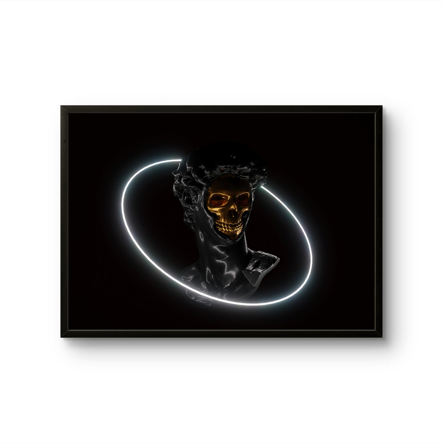 Neon Skull Statue Modern Glow Art