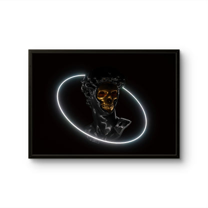 Neon Skull Statue Modern Glow Art