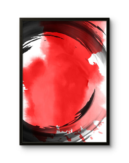 Red Circular Brush Abstract