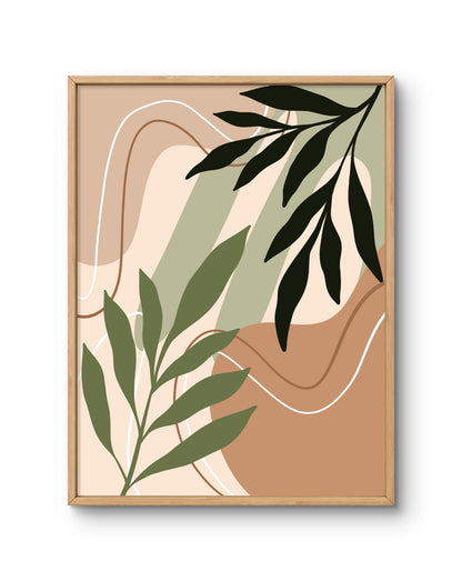 Flowing Leaves Neutral Botanical Print
