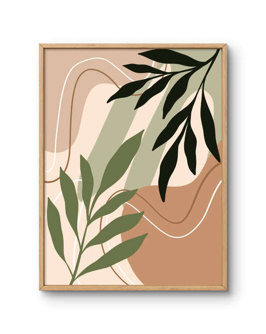 Flowing Leaves Neutral Botanical Print