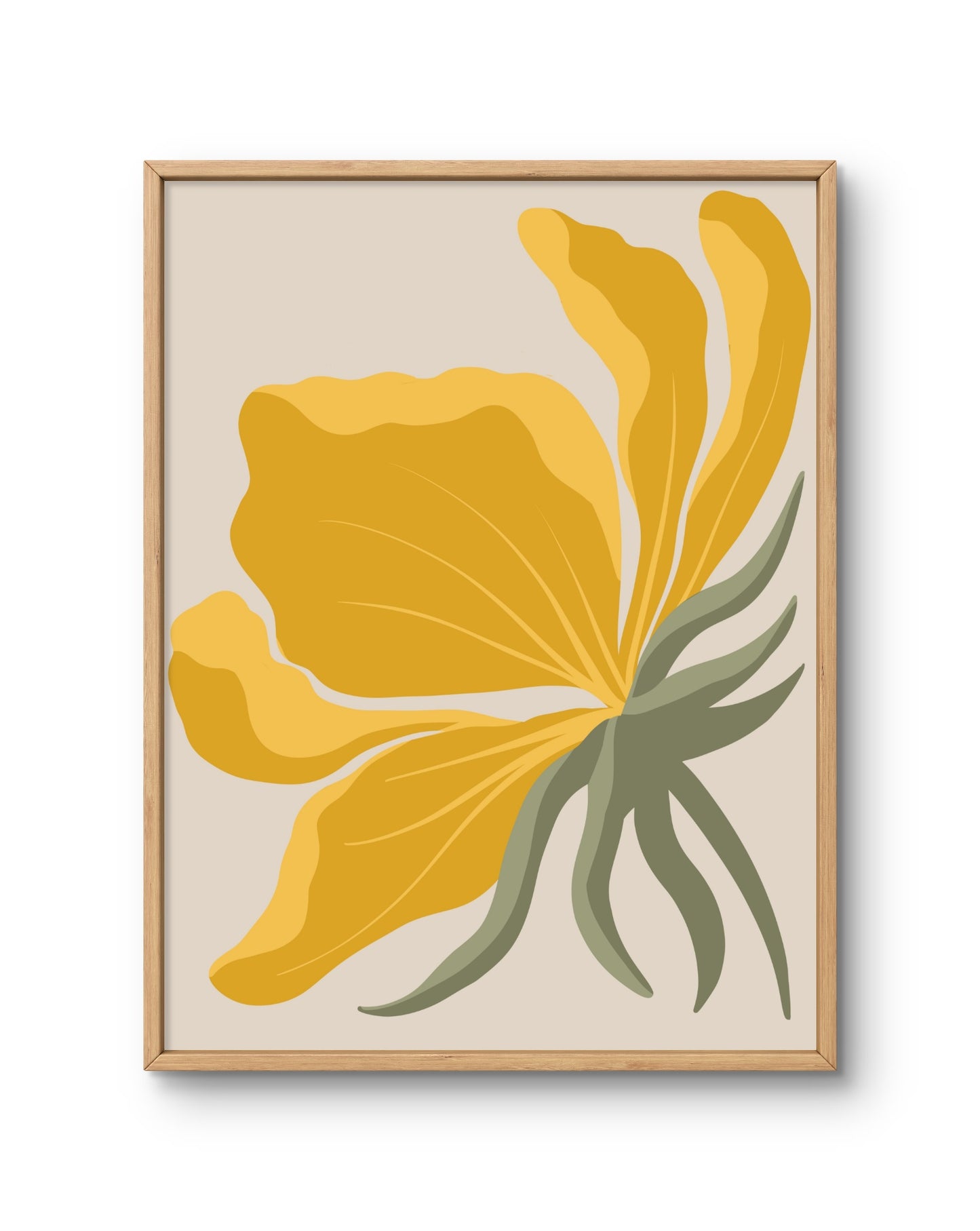 Golden Bloom Abstract Botanical Poster