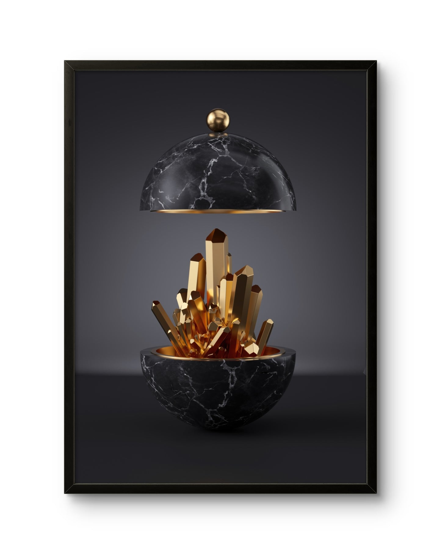 Golden Crystal Sphere Art