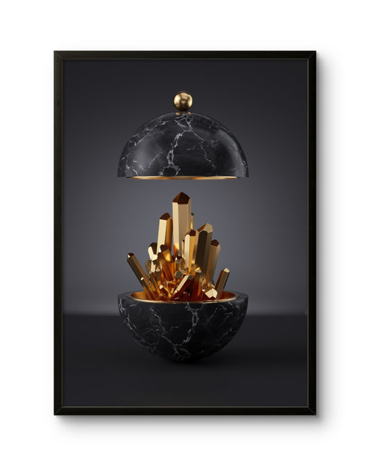 Golden Crystal Sphere Art