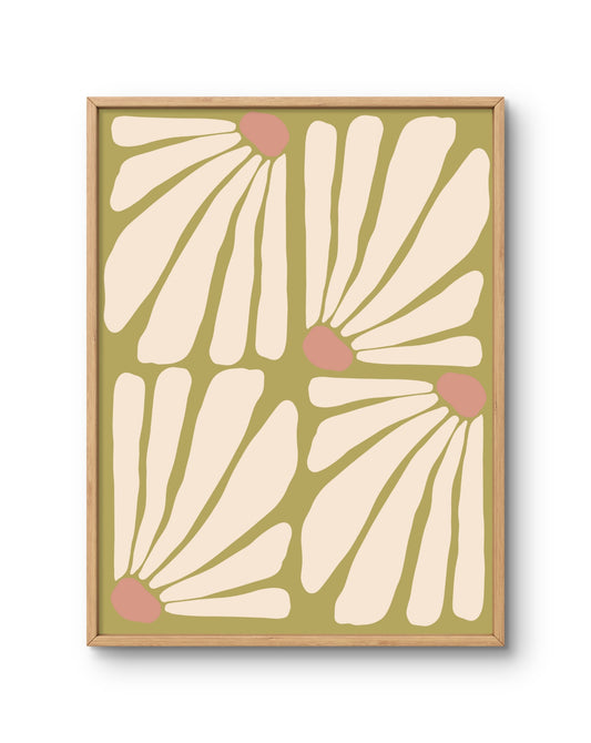 Soft Sage Floral Pattern Art Print
