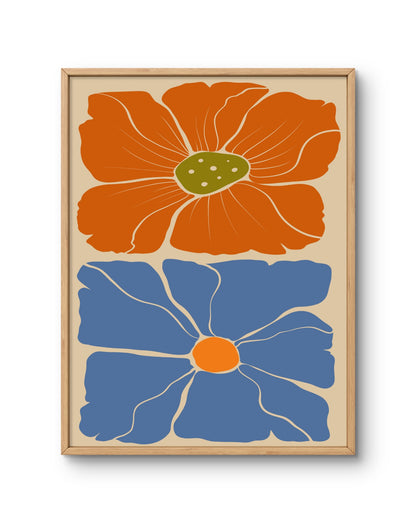 Sunset Duo Floral Abstract Poster