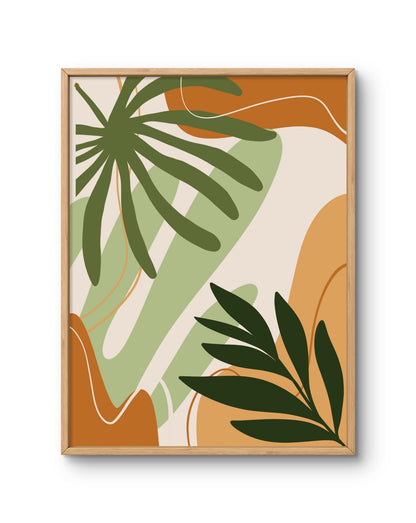 Modern Tropical Abstract Leaves Print